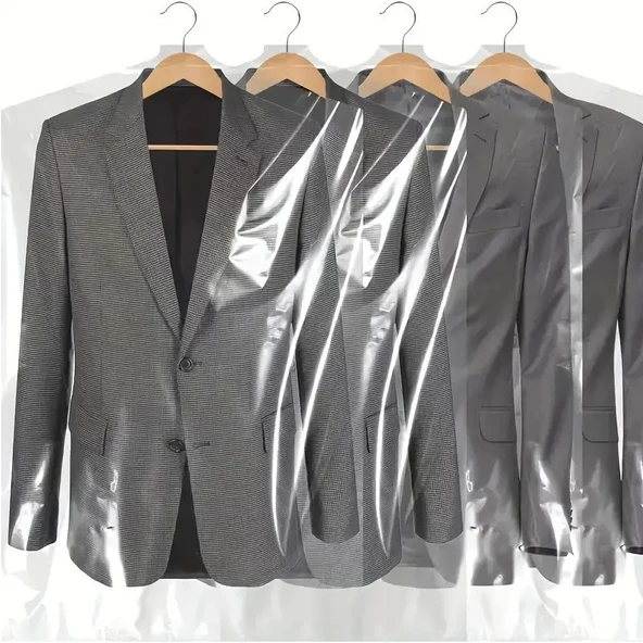 Gardırop İçi Askılık yuvalı 60x120cm Kuru temizleme - Dolap içi ŞEFFAF saklama NaYLoNu (10adet) - Resim 2