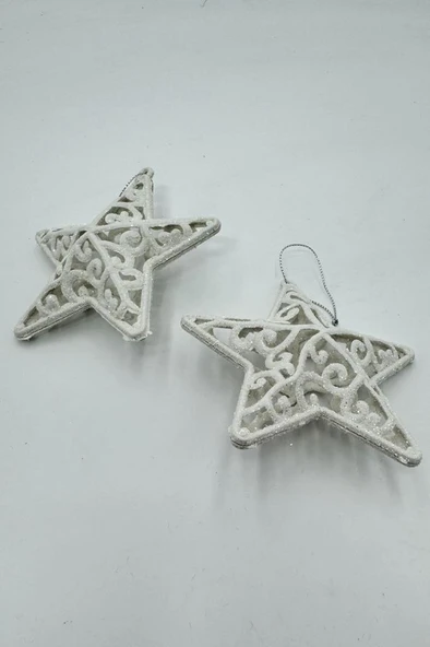 Beysüs Yılbaşı Çam Ağacı Süsü Yıldız 2 li Beyaz - 5