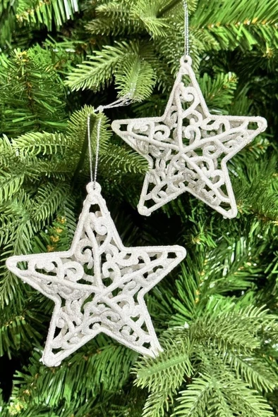 Beysüs Yılbaşı Çam Ağacı Süsü Yıldız 2 li Beyaz - 4