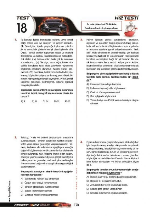 TYT AYT KPSS ALES DGS Paragraf Hız Soruları Hız ve Renk Yayınları - 3