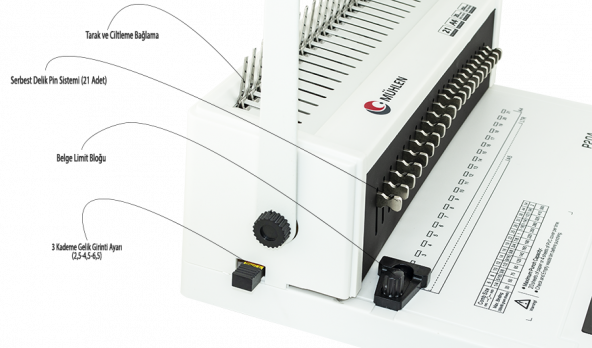 MÜHLEN P20A Plastik Spiral Delme ve Ciltleme Makinesi Çift Taraflı Kol Sistemi - 4