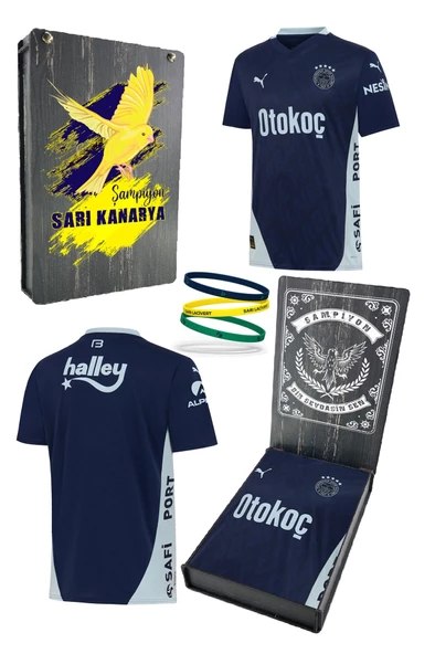 Fenerbahçe Orijinal 24/25 Mavi Çocuk Forma Bileklik Hediyeli Özel Tasarım Hediyelik Ahşap Kutulu ürün görseli 1