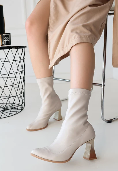 Enjila Bej Cilt Topuklu Streç Bot - Resim 2