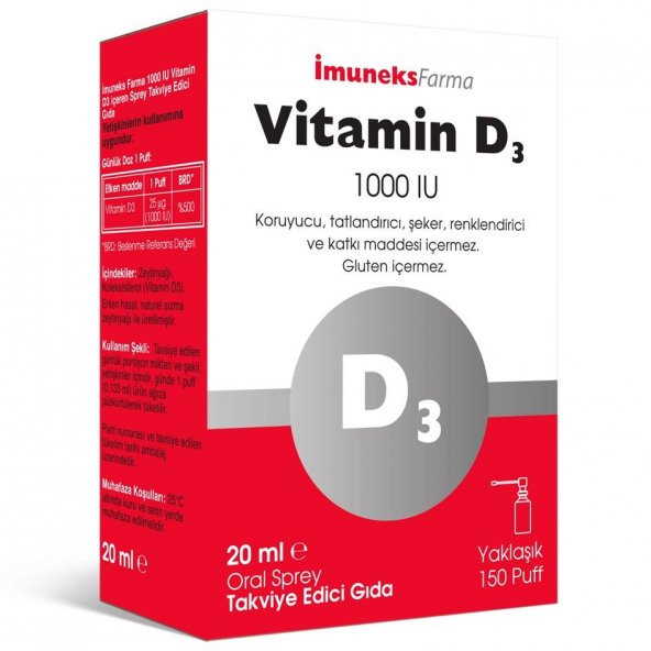 İmuneks Farma Vitamin D3 1000 IU