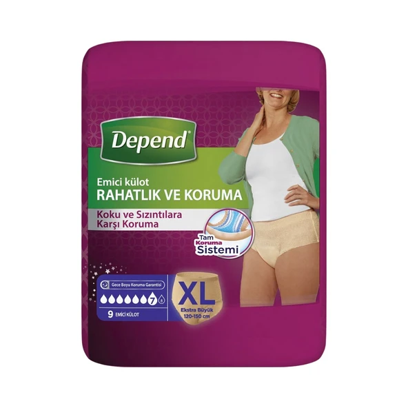 Depend Emici Külot Kadın Ekstra Büyük Boy XL 9'lu Hasta Bezi