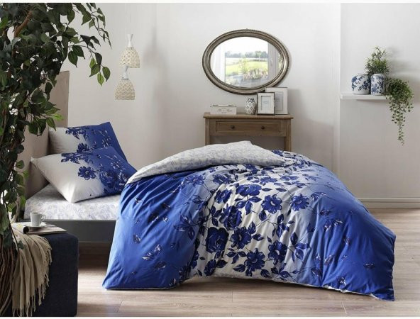 Taç Ranforce Çift Kişilik Nevresim Takımı Lızzy Mavi ürün görseli