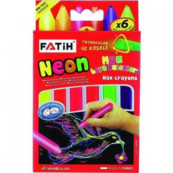 Fatih Mum Pastel Boya Neon Wax Crayon Jumbo 6 Renk Neon