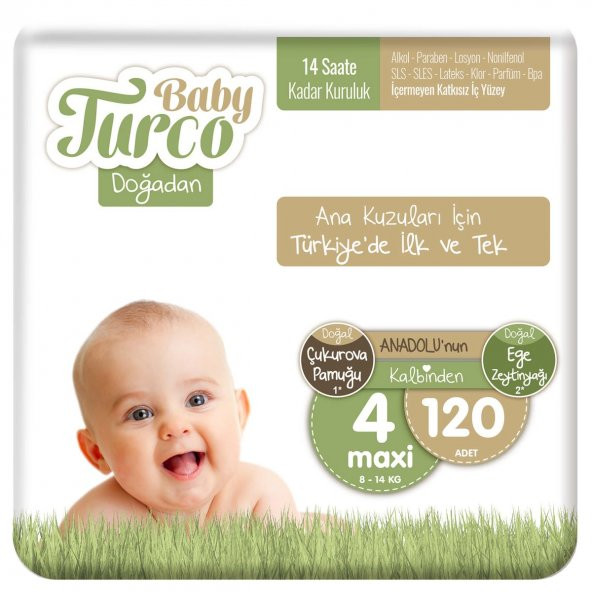 Baby Turco Doğadan 4 Numara Maxi 120 Adet