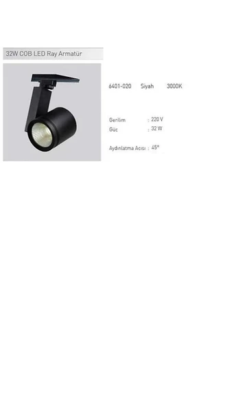 6401-020 32W/3000K COB LED ARMATÜR (RAY TİP) ACK