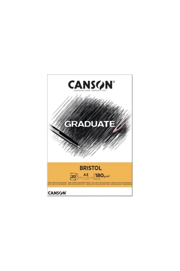 Canson Çizim Bloğu Graduate Cangrad Bristol 20 Sayfa A3 180 GR