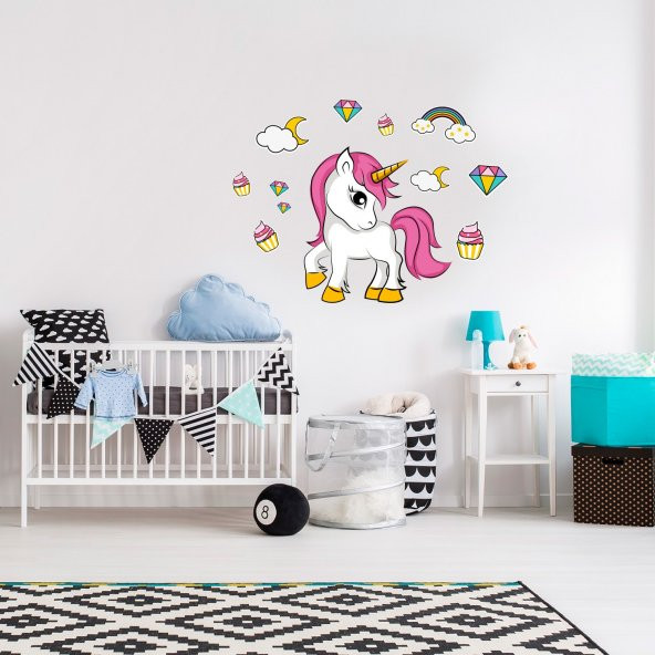 Boynuzlu At Duvar Sticker 50x70 cm