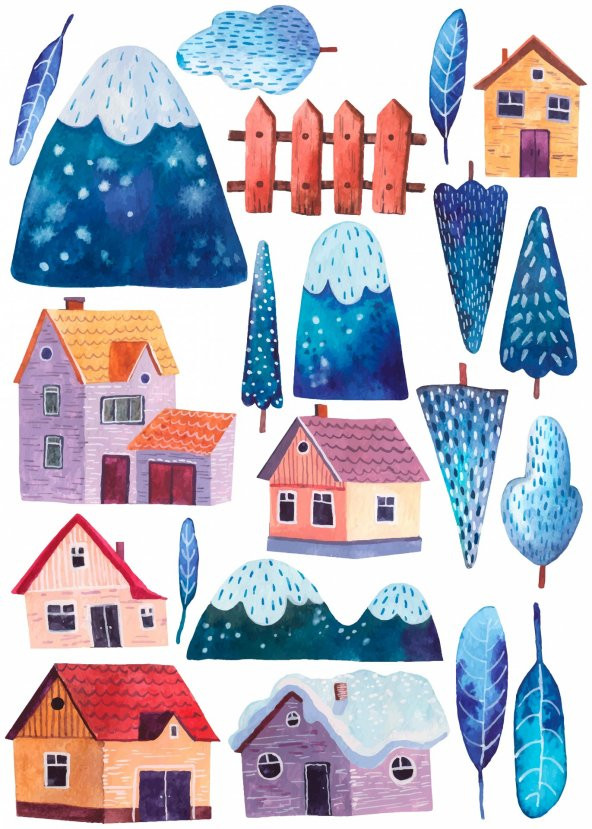 Dağ Manzarası Çocuk Duvar Stickerı 50x70cm - 2