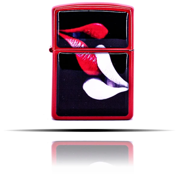 Dudak Baskılı Kırmızı Benzinli Çakmak - Resim 6