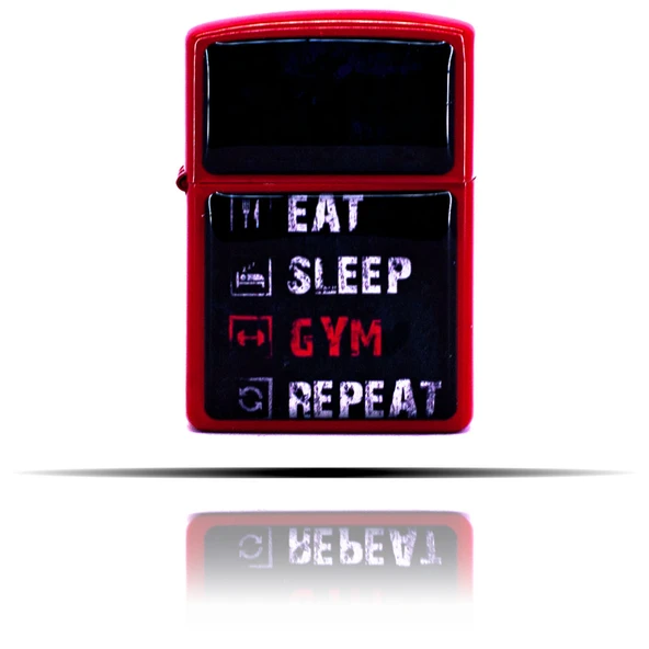 Eat Sleep Gym Repeat Kırmızı Benzinli Çakmak - 6