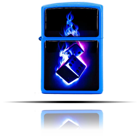 Yanan Zar Desenli Mavi Benzinli Çakmak - Resim 2