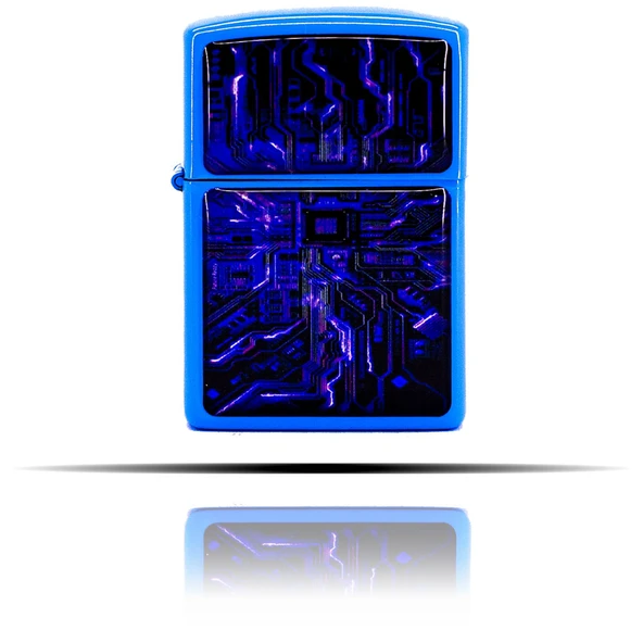 Elektirik Desenli Mavi Benzinli Çakmak - Resim 4