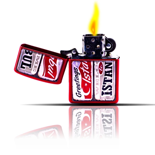 Welcome To İstanbul Temalı Kırmızı Benzinli Çakmak ürün görseli