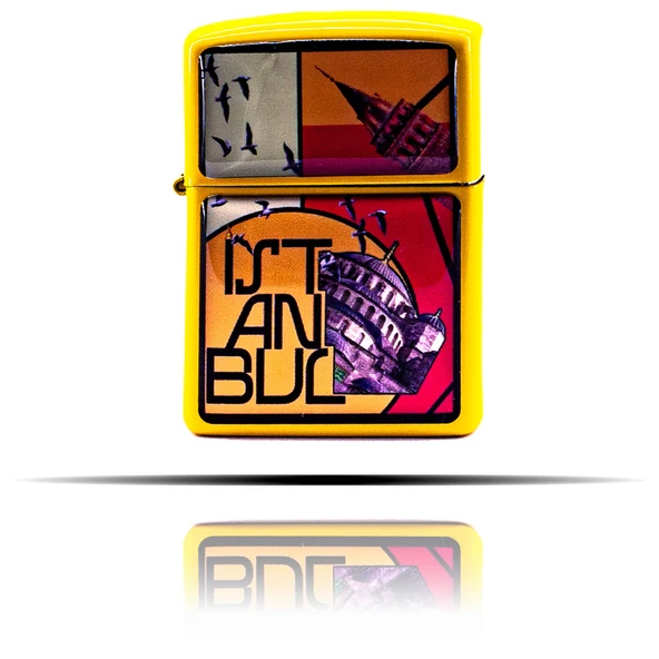 İstanbul Galata Temalı Sarı Benzinli Çakmak - Resim 4