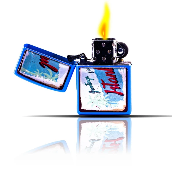 İstanbul Temalı Mavi Benzinli Çakmak - Resim 3