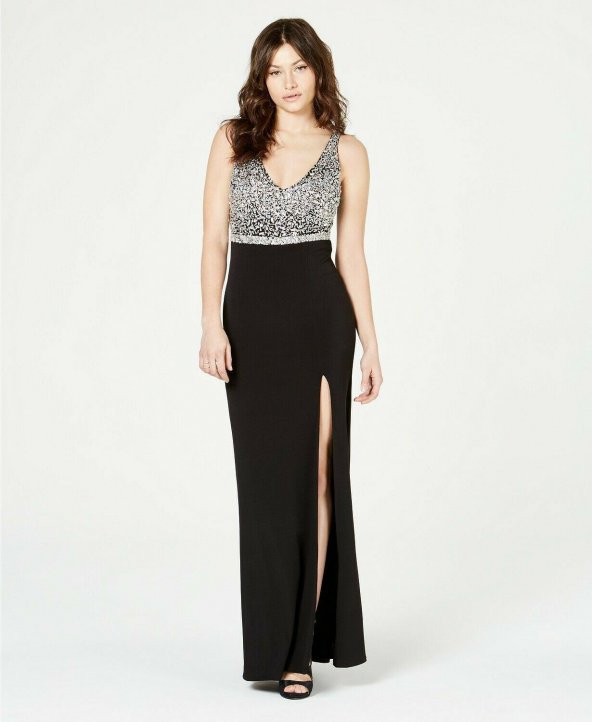 Kristal Siyah Boncuklu Resmi Abiye