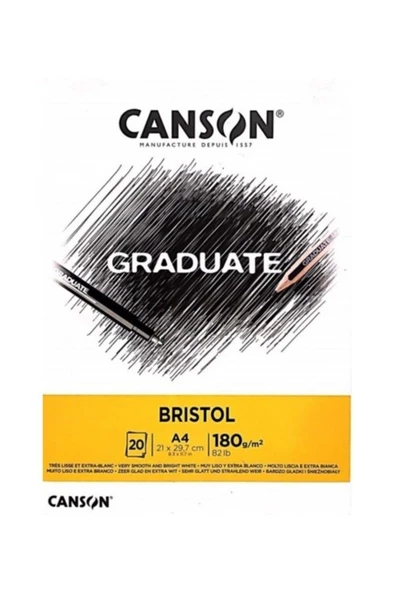 Canson Çizim Bloğu Graduate Cangrad Bristol 20 SY A4 180 GR