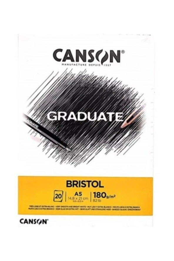 Canson Çizim Bloğu Graduate Cangrad Bristol 20 Yaprak A5 180 Gram