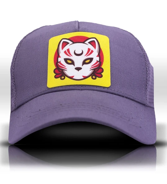 Kitsune Anime Fileli Lila Beyzbol Kadın Şapka Trucker Cap - 1