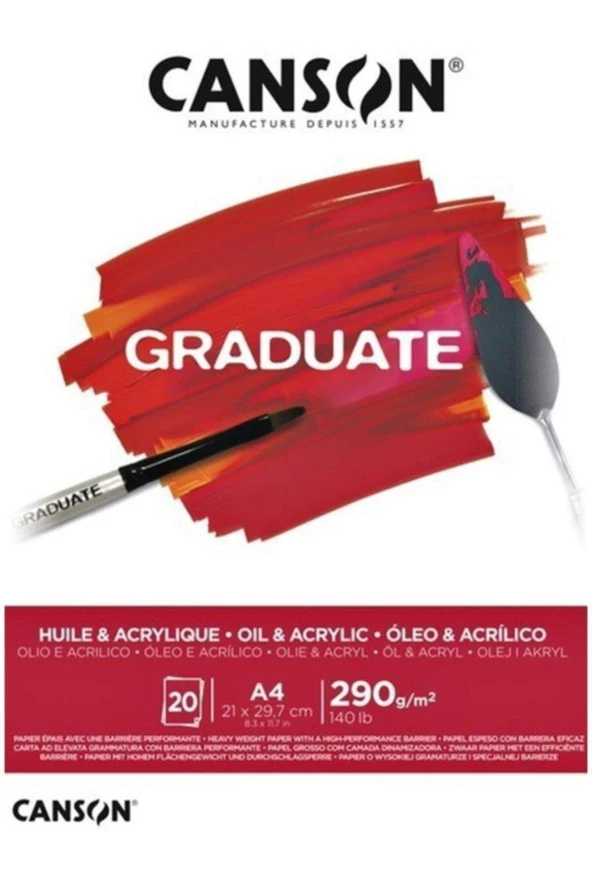 Canson Çizim Bloğu Graduate Yağlı Boya Ve Akrilik 20 Sayfa A4 290 Gram