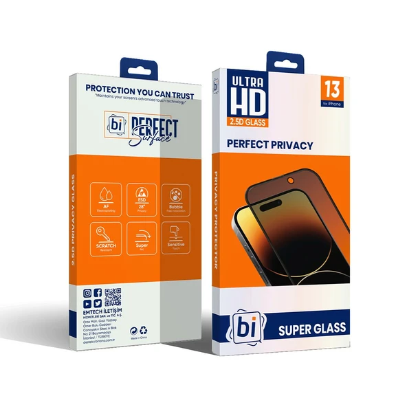 Bİ 2,5D PRIVACY SUPER GLASS IPHONE 13/13PRO/14/16E ürün görseli