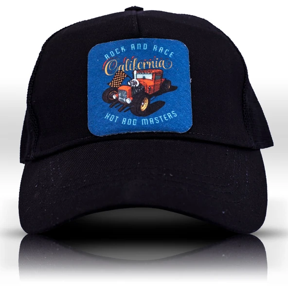 Retro Hot Road Master Fileli Siyah Beyzbol Şapka Unisex Trucker Cap - 4
