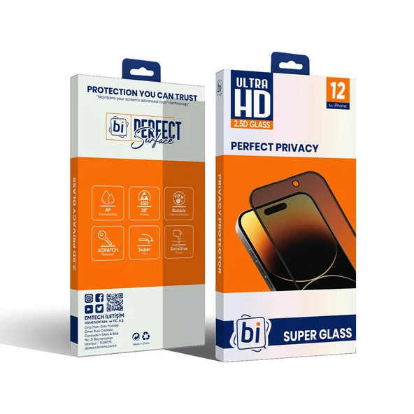 Bİ 2,5D PRIVACY SUPER GLASS IPHONE 12/12 PRO EKRAN ürün görseli
