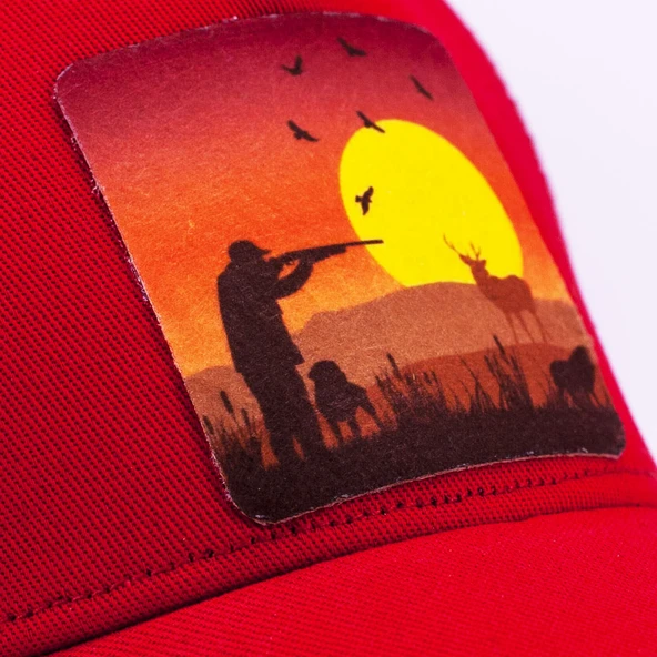 Gün Batımı Kırmızı Fileli Avcı Beyzbol Şapka Unisex Trucker Cap - 2