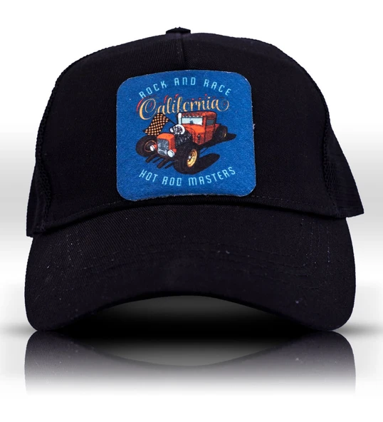 Retro Hot Road Master Fileli Siyah Beyzbol Şapka Unisex Trucker Cap - 1