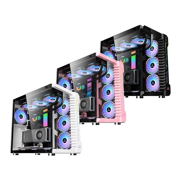 SNT Luobin III Midi Tower Atx Akvaryum 750 Watt 80+ Güç Kaynağı 7x Argb Fan Uzaktan Kumanda Kontroller Beyaz Gaming Kasa - 6