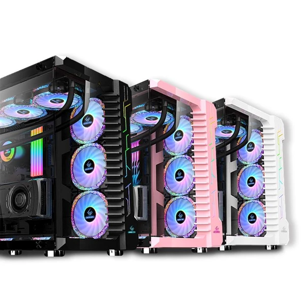 SNT Luobin III Midi Tower Atx Akvaryum 750 Watt 80+ Güç Kaynağı 7x Argb Fan Uzaktan Kumanda Kontroller Beyaz Gaming Kasa - 7