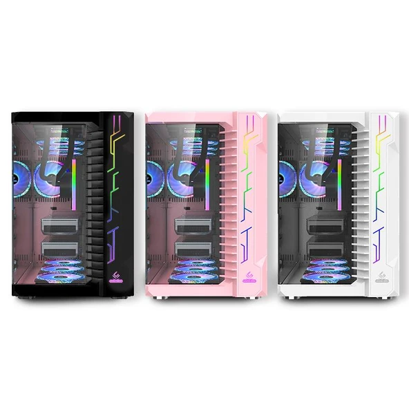 SNT Luobin III Midi Tower Atx Akvaryum 750 Watt 80+ Güç Kaynağı 7x Argb Fan Uzaktan Kumanda Kontroller Beyaz Gaming Kasa - 8