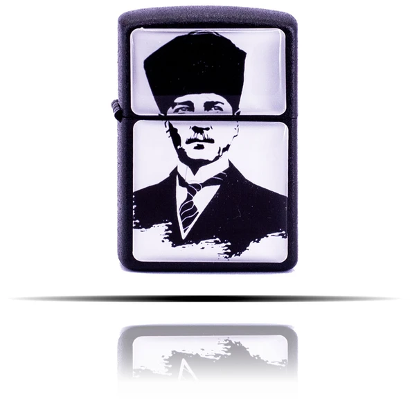Atatürk Portreli Siyah Benzinli Çakmak ürün görseli