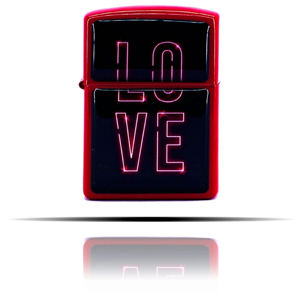 Love Basıkılı Kırmızı Benzinli Çakmak - Resim 4