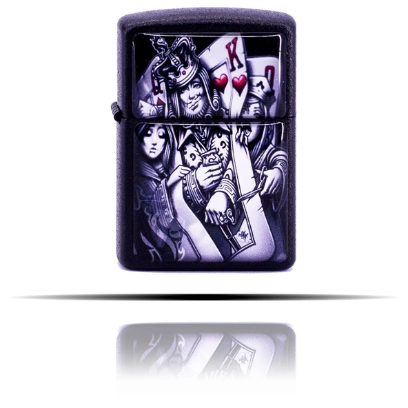 Poker Desenli Siyah Benzinli Çakmak - Resim 6