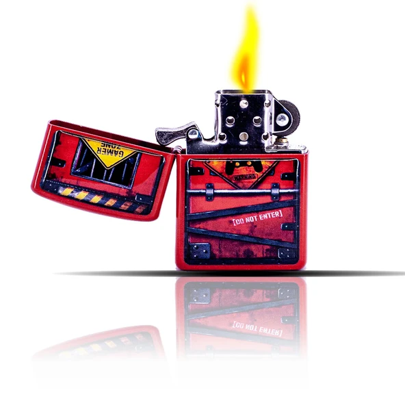 Game Zone Oyun Temalı Kırmızı Benzinli Çakmak - Resim 3