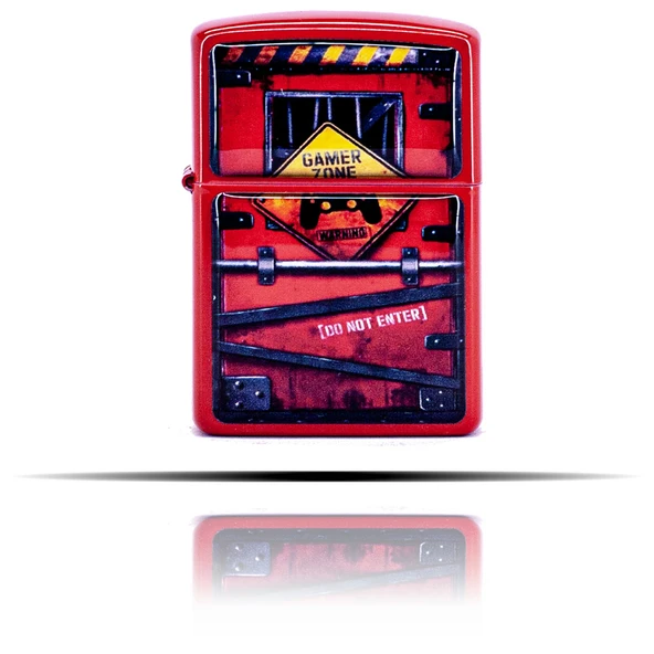 Game Zone Oyun Temalı Kırmızı Benzinli Çakmak - Resim 2