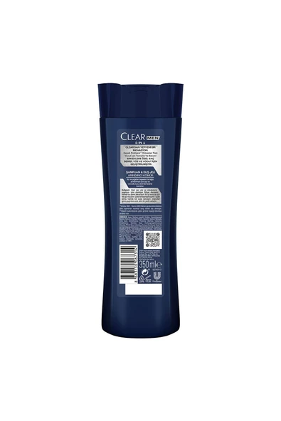 Clear Men 3 In 1 Şampuan & Duş Jeli Arındırıcı Kömür Saç Yüz Vücut Için 350 ml X3 - Resim 8