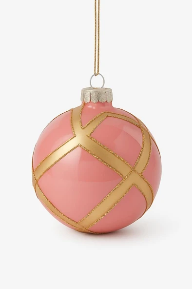 Beysüs Yılbaşı Çam Ağacı Süsü Parlak Özel Altın Çizgili Holiday Cici Top 8cm 3'lü - 2