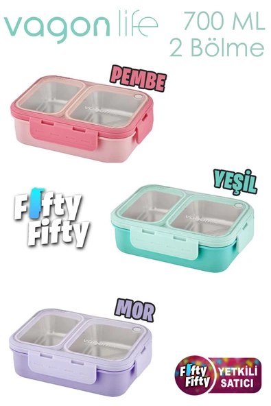 Vagonlife Lunch Box 700 ML Tek Kat İki Bölmeli Metal Kaşıklı Yeni Nesil Sefer Tası-FFLBOX7096