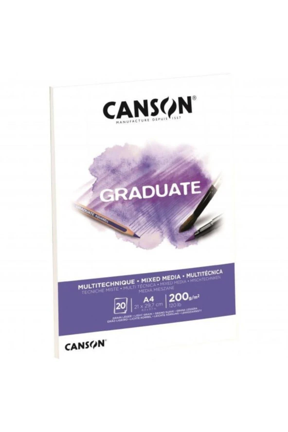 Canson Çizim Bloğu Graduate Mıx Medıa Beyaz 20 Yaprak A4 200 Gram