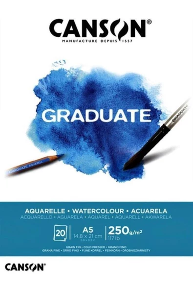 Canson Graduate Suluboya Defteri 250gr A5 20 Yaprak