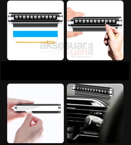 Metal Araç Numaratör - Park Tel Siyah Renk - 1.Sınıf İthal Ürün - Numaralı - 3