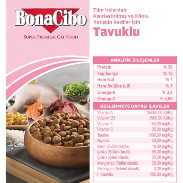 Bonacibo Adult Cat Light - Sterilised Kısırlaştırılmış Kediler Için Yetişkin Kedi Maması 2 Kg - 2