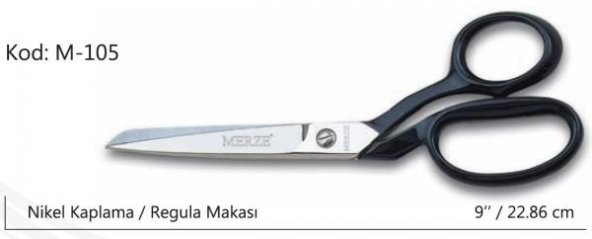 FDM Merze 4115-9 Siyah Saplı Yatık Regula Makası Extra Kalite D-105 No:9 (22,5 cm) - 3