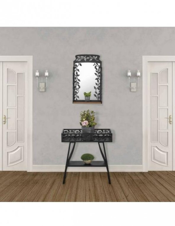 Banyo Dekoru Ferforje Çiçeklik Ve Ayna Takımı Metal Çiçeklik - 2